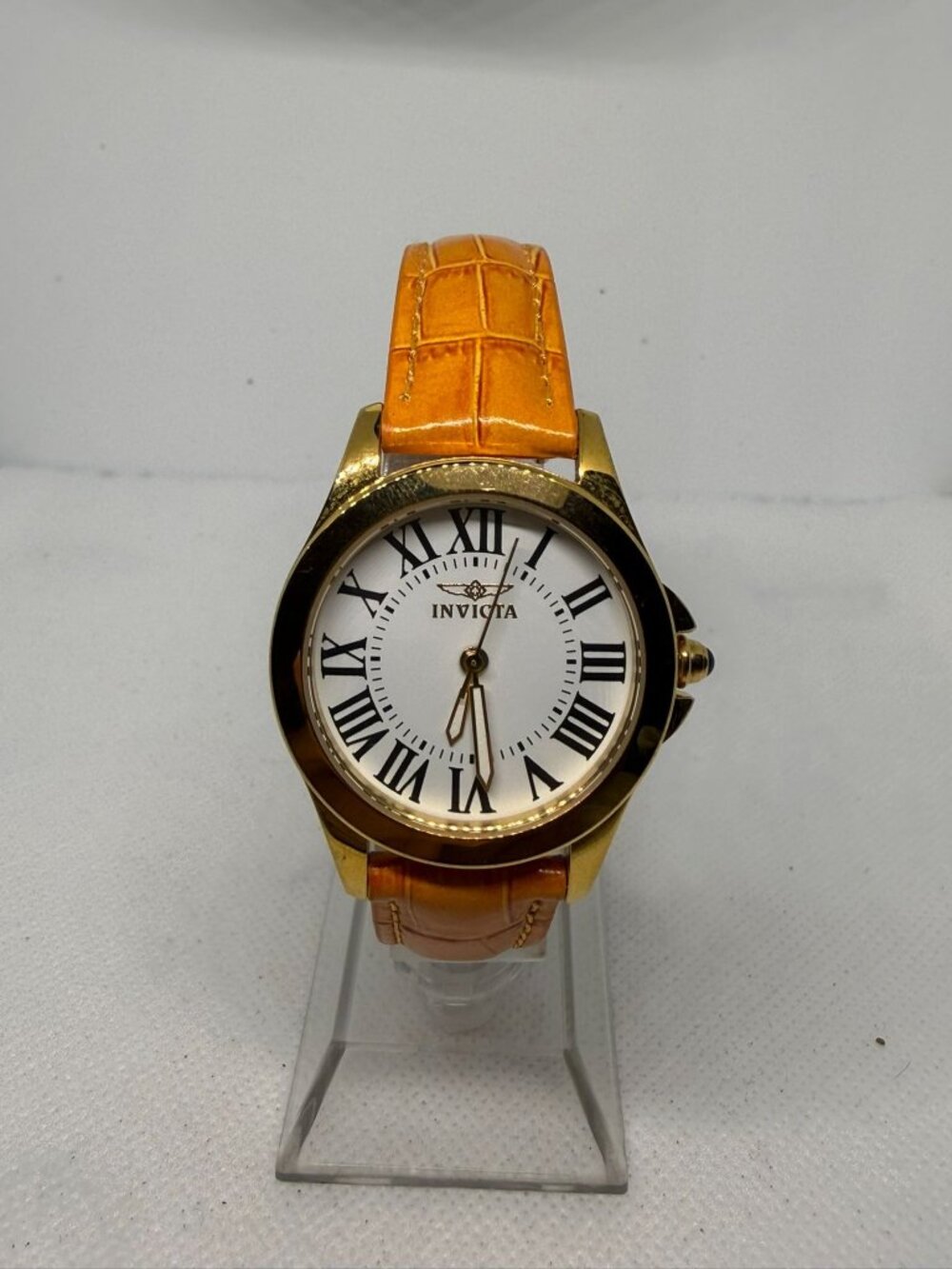 Invicta 15936 Women’s Gold Tone Roman Numeral Watch Orange Leather + 4 Straps